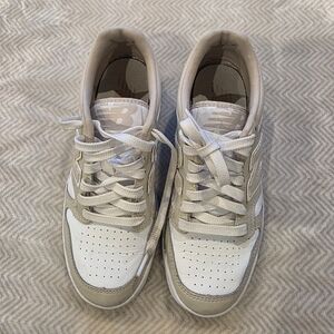 New Balance 480 White and Tan Sneakers